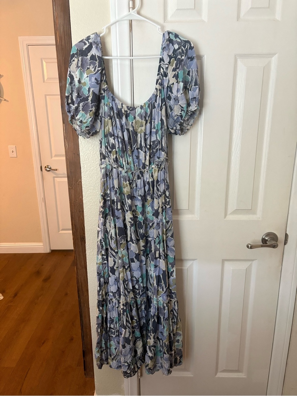 lovestitch Blue Multi Floral Puff-Sleeve Maxi Dress